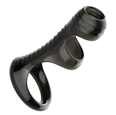 Черная рельефная насадка на пенис «Оки-Чпоки» - 8,4 см. (Цвет: черный)