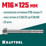 KRAFTOOL ETA Опция 7, М16 х 125, 25 шт, клиновой анкер (302184-16-125)