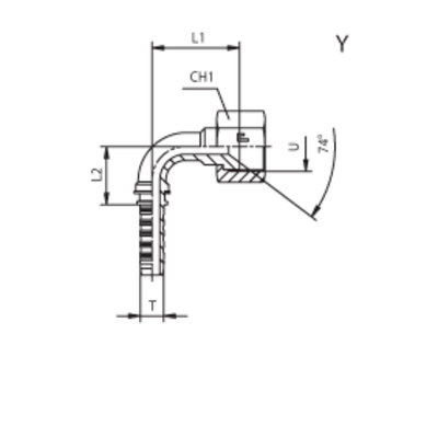Фитинг DN 06 JIC (Г) 9/16 (90) (накидная гайка)