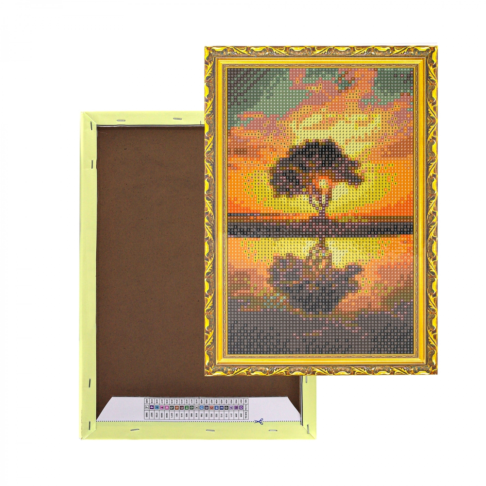 Алмазная мозаика Alingar, на подрамнике, с полным заполнением, (глянц), 20х30 см, 19 цветов, "Дерево на острове"