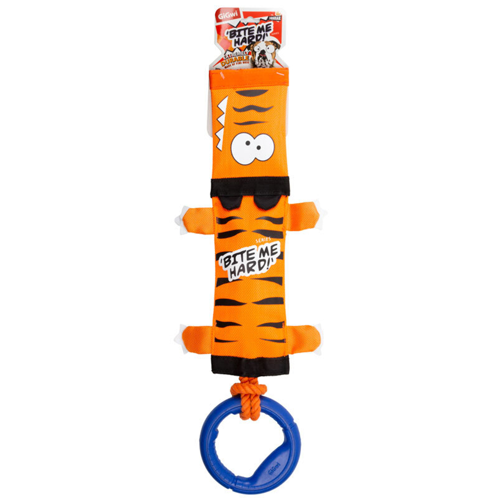 75526 Игрушка для собак Тигр на веревке с ручкой с пищалкой 51см, серия BITE ME HARD