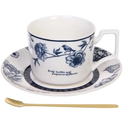 Чайная пара «Шарм» (кружка 270мл, блюдце,ложка) синяя