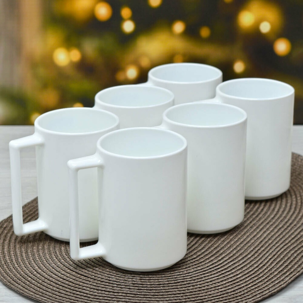 A LA BONNE Набор кружек 6шт 380мл белая стеклокерамика