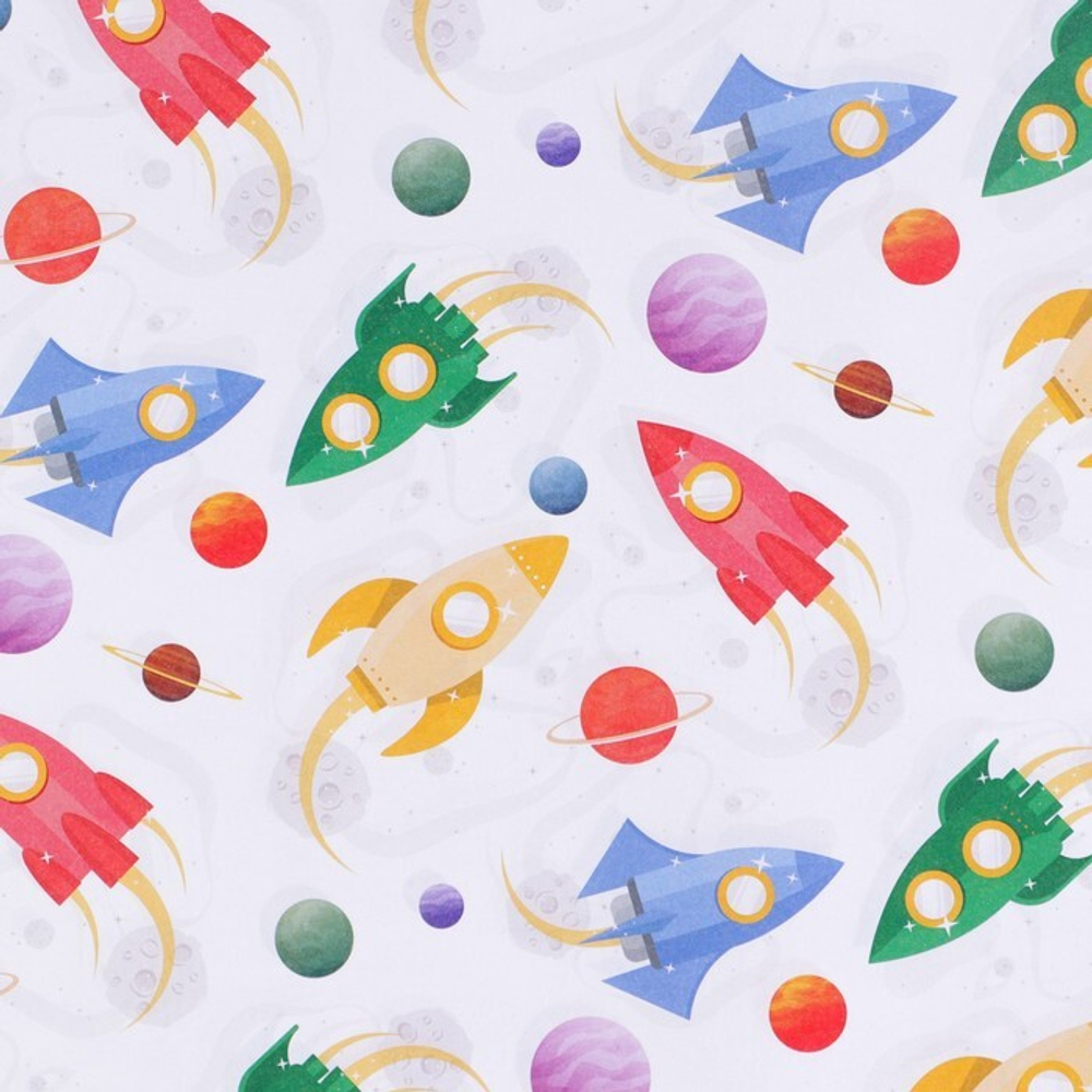 Бумага упаковочная крафтовая «Ракеты», 70 × 100 см