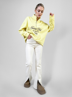 Джинсы Denim 3771 однотонные клеш от колена с разрезами спереди