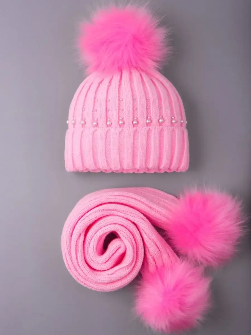 Шапка для девочки зимняя вязаная и шарф
