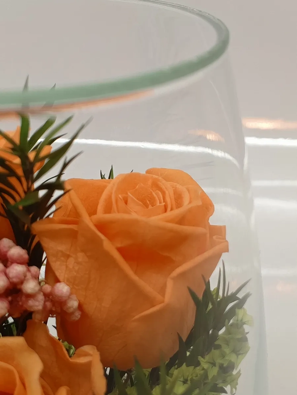 натуральные кустовые розы в стекле, вакуум*