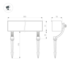 Светильник KT-BASOMI-12W Warm2700 (Серый, 60x100 deg, 24V) (Arlight, IP65 Металл, 3 года) 063905