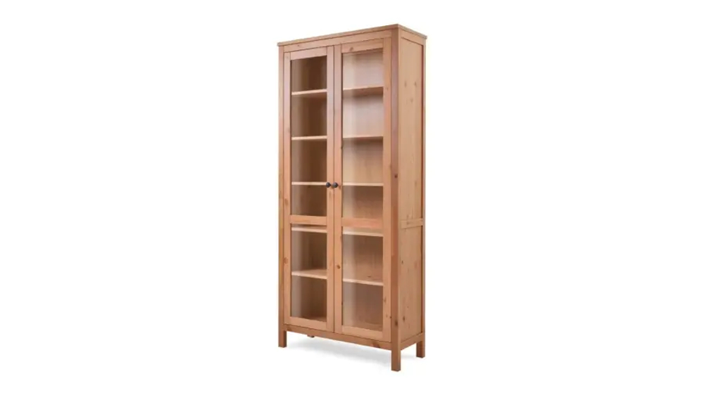 Шкаф-витрина стекло/стекло - аналог IKEA HEMNES / ХЕМНЭС/ ХЕМНЕС / КЫМОР / ИКЕА 90х198х37 см, светло-коричневый