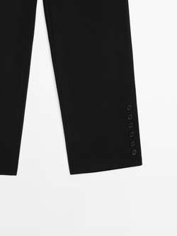 Massimo Dutti Брюки с пуговицами по низу, черный