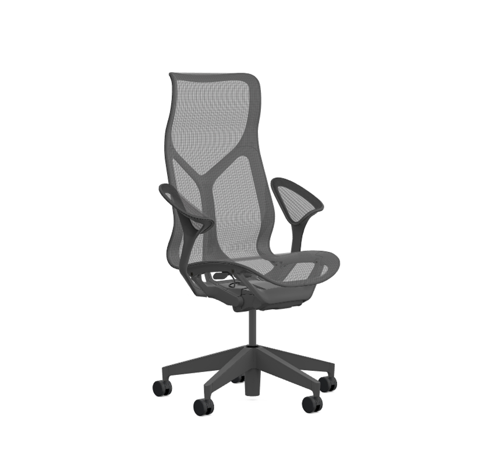 Кресло Herman Miller Cosm, высокая спинка, цвет Graphite, подлокотники «лепестки» (Leaf)