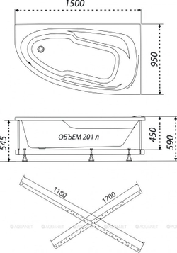 Ванна Triton Мадрид 150x95 (правая)