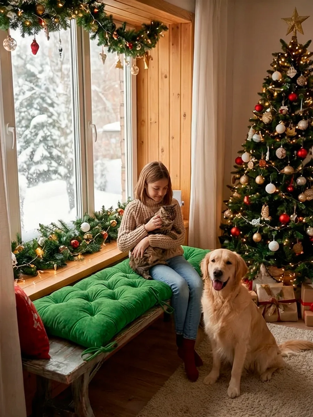 Подушка на скамью, подоконник, обувницу 100х45 см