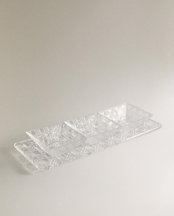 ZARA HOME БЛЮДО С ТРЕМЯ РЕЛЬЕФНЫМИ МАЛЕНЬКИМИ ПИАЛАМИ, ПРОЗРАЧНЫЙ