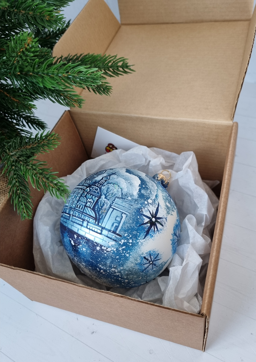 Шар стеклянный "Спас на крови",  ручная роспись