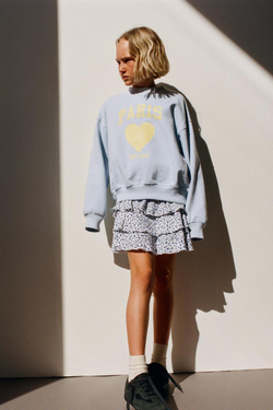 ZARA ТОЛСТОВКА С НАДПИСЬЮ, ГОЛУБОЙ