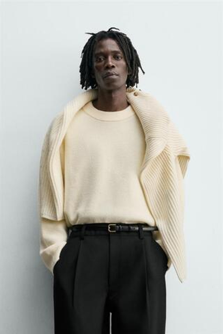 ZARA СВИТЕР СВОБОДНОГО КРОЯ ИЗ РЕЛЬЕФНОЙ ТКАНИ, ЭКРЮ