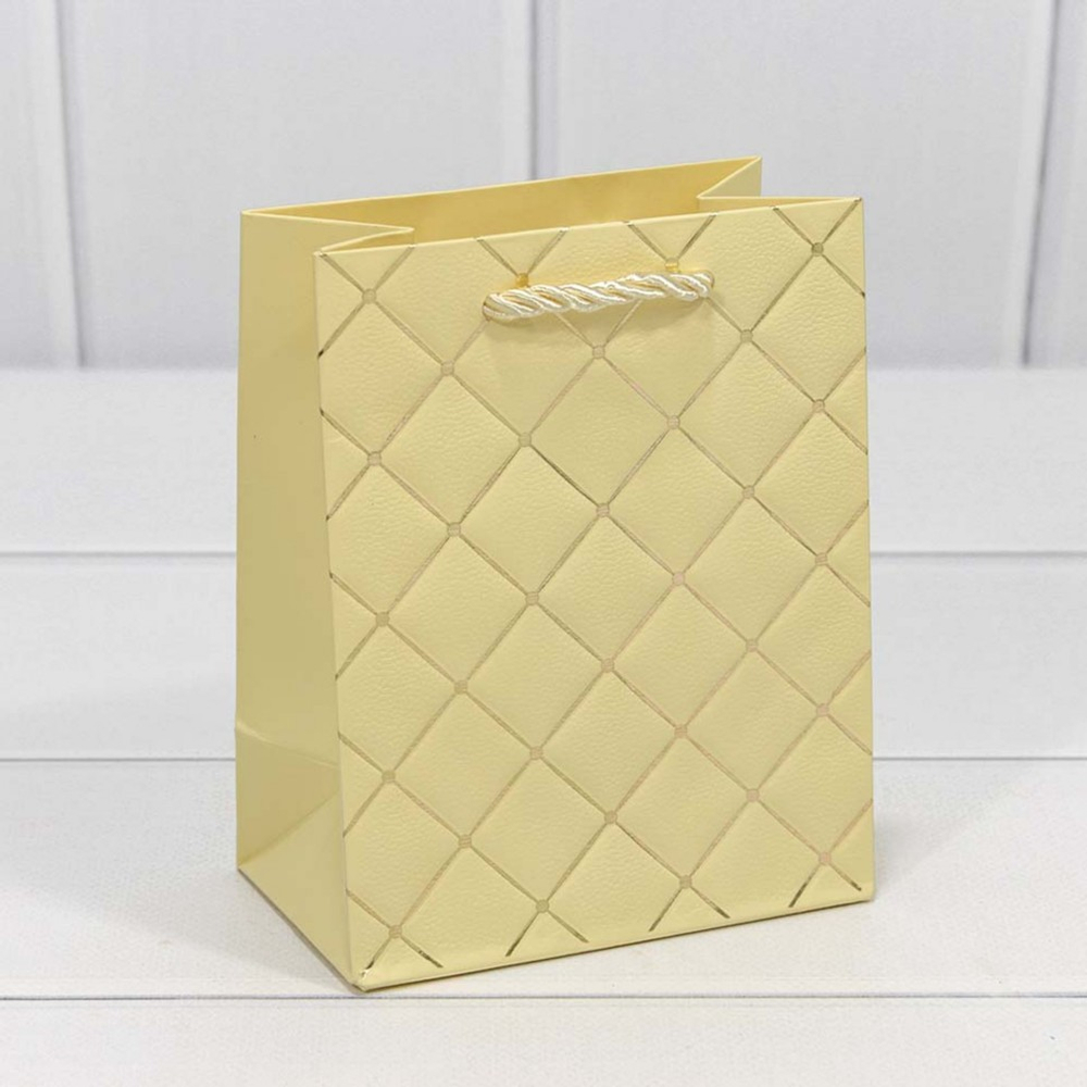 Пакет подарочный 12х15х7см Фигуры и узоры "Ромб" (Желтый)
