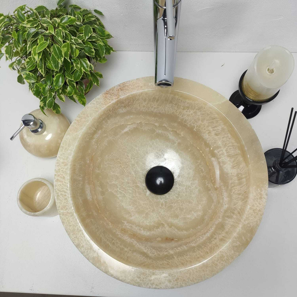 Раковина из оникса Bowl Yellow Marmo Small BO-60956 40*40*15