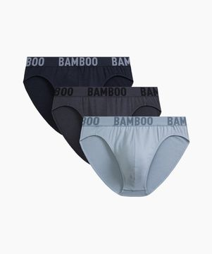 Мужские трусы (3шт) слипы спорт Atlantic 3MP-199, бамбук, темно-синий + голубой + графитовый