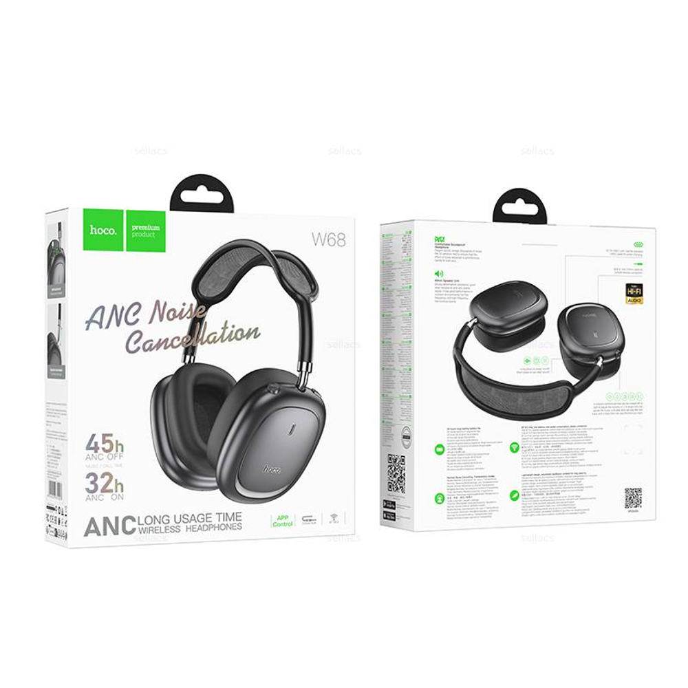 Hoco W68 Calma ANC BT наушники (metal grey)