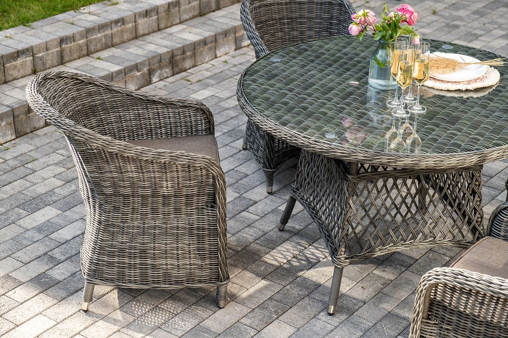 "Равенна" обеденная группа плетеная, цвет графит