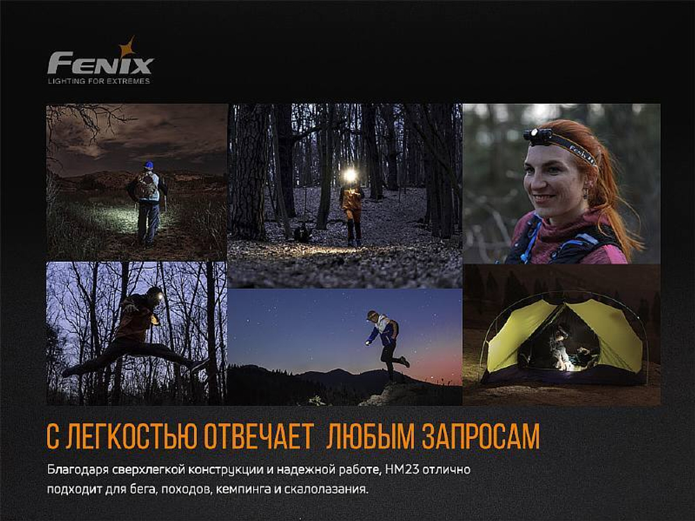 Фонарь Fenix HM23 + акб с встроенным зарядным 1600mah