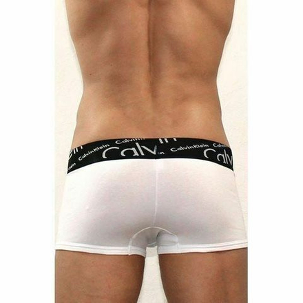 Мужские трусы боксеры белые с с черной косой резинкой Calvin Klein White Waistband Italics Boxer