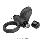 Черное эрекционное кольцо с вибрацией Adrien (Цвет: черный)