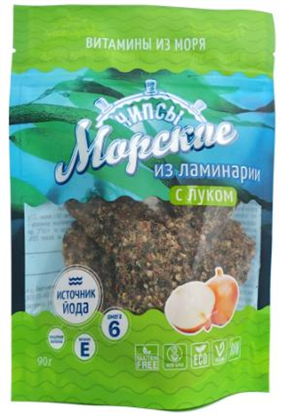 Чипсы морские из ламинарии с луком Здоровцов и Ко 90г