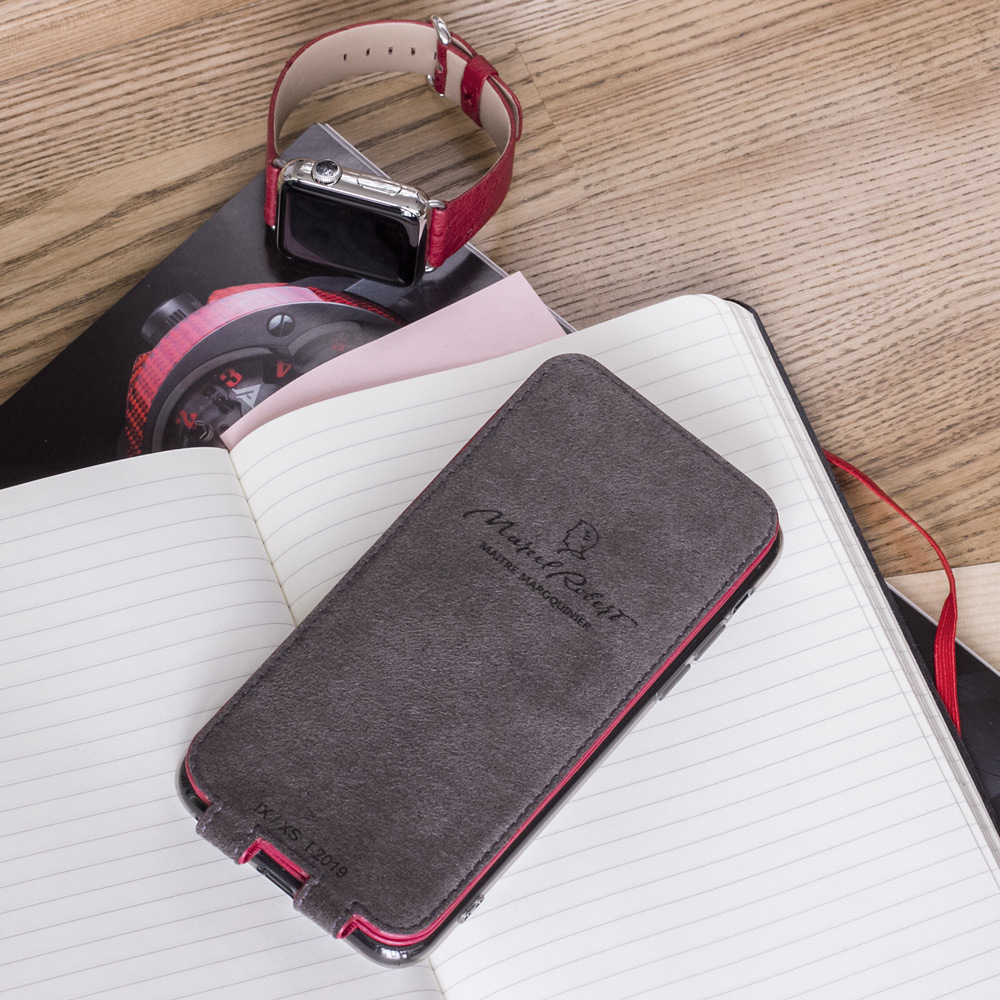 Чехол для iPhone X/XS из натуральной кожи теленка, цвета малины