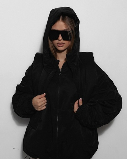 Бомбер OVER со сборкой (черный)