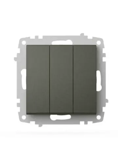 Механизм Выключатель Zena 3-КЛ дымчатый