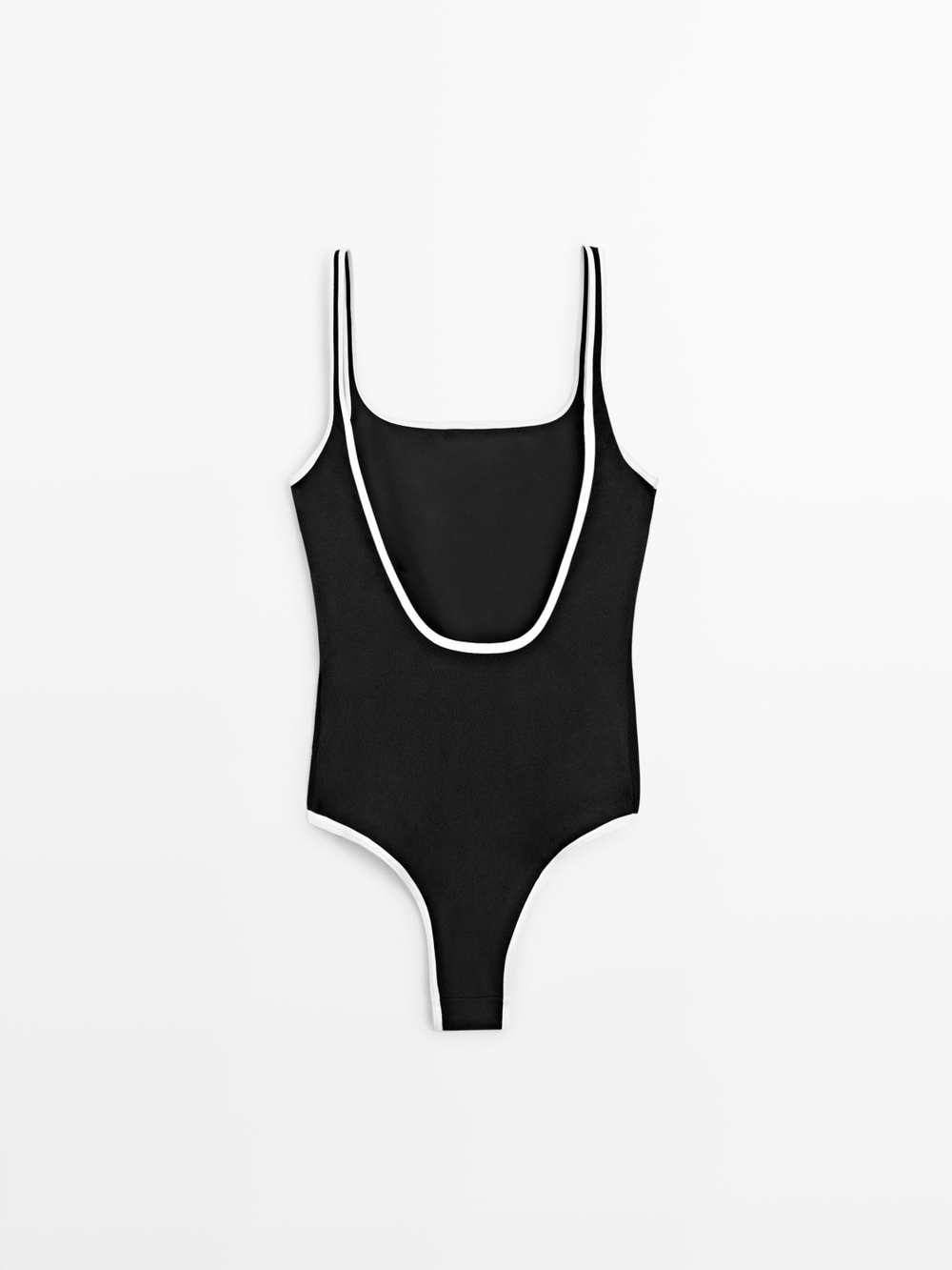 Massimo Dutti Комбинированный купальник из рельефной ткани, черный