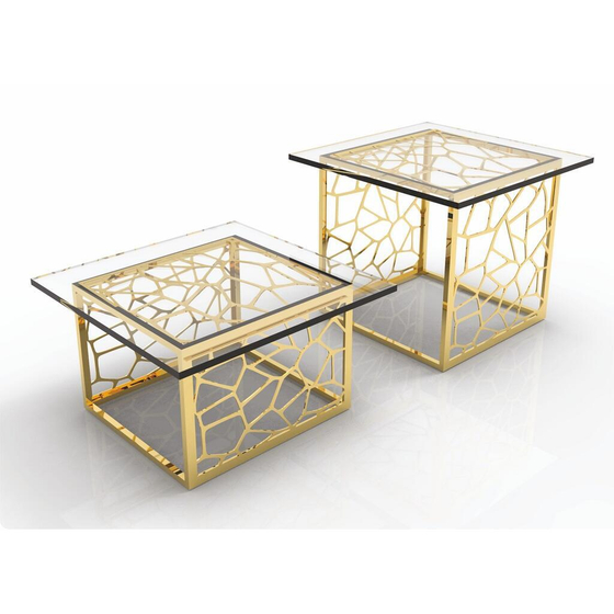 Подставка фуршетная стойка 35*35 см h30 см + блюдо 45*45 см акрил Gold P.L.