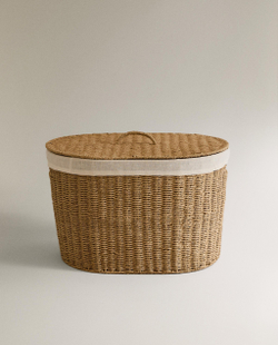 Zara Home Корзина из плетёной бумаги, цвет бежевый, 55 см