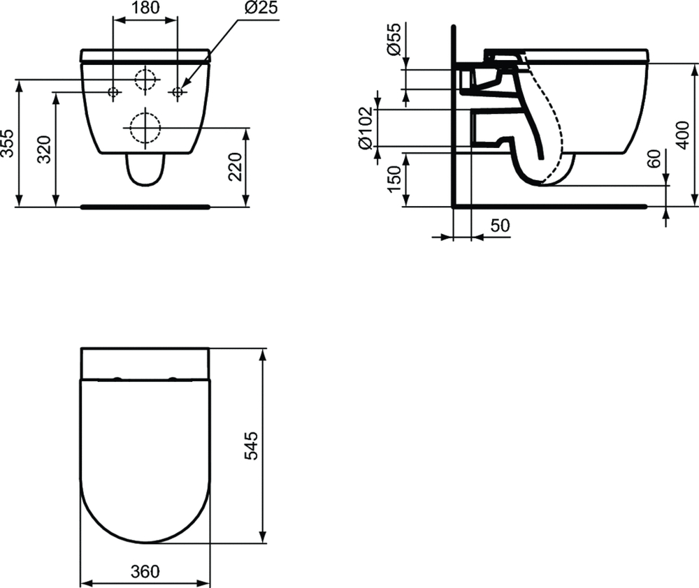 Подвесной унитаз Ideal Standard BLEND CURVE T374901