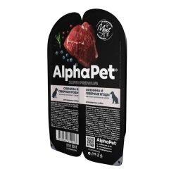 Alphapet superpremium влажный корм для взрослых собак с олениной и северными ягодами в соусе, в ламистерах - 100 г