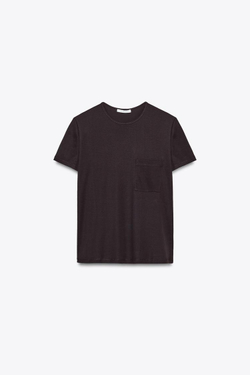 ZARA ХЛОПКОВАЯ ФУТБОЛКА, КОРИЧНЕВЫЙ