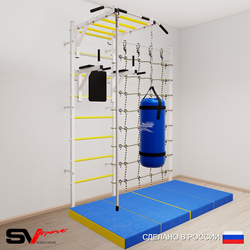Шведская стенка Sv Sport 54070 (Турник рукоход/Брусья/Канат/Цепь/Мешок 30кг/Мат 2м/Канатный лаз)
