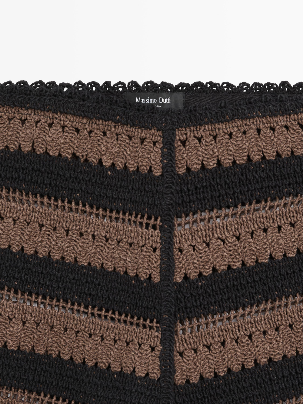 Massimo Dutti Вязаные полосатые хлопковые шорты, коричневый