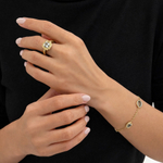 Браслет с Зеленым Аметистом и Жёлтыми Сапфирами, эмалью, Br0178-620/2