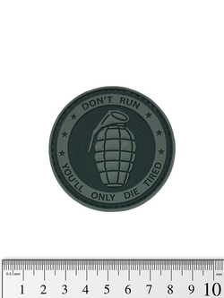 Шеврон Don't Run. Граната PVC 6 см. Тёмно-серый