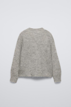 ZARA КАРДИГАН ИЗ СМЕСОВОЙ АЛЬПАКИ, СЕРЫЙ С МЕЛАНЖЕВЫМ ЭФФЕКТОМ
