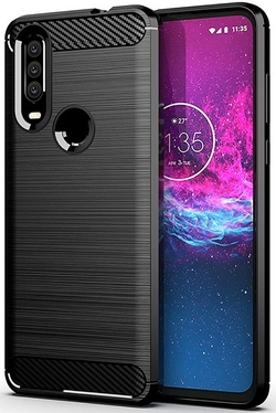 Чехол для Motorola Moto One Action (P40 Power) цвет Black (черный), серия Carbon от Caseport