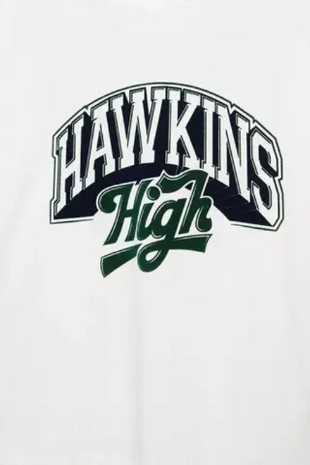 PULL&BEAR Футболка в полоску "Stranger Things" белый