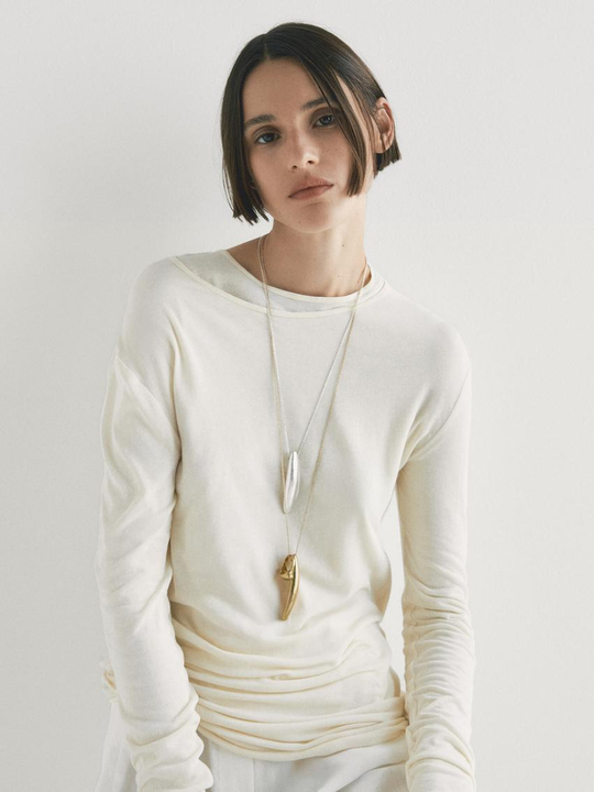 Massimo Dutti Цепочка с подвеской «Лесной орех», золотистый