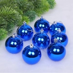 Новогодние шары 6 см (набор 24 шт) «Глянец», синий