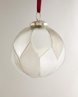 ZARA HOME ЕЛОЧНЫЙ ШАР С РЕЛЬЕФНЫМ УЗОРОМ «РОМБЫ», СЕРЕБРЯНЫЙ