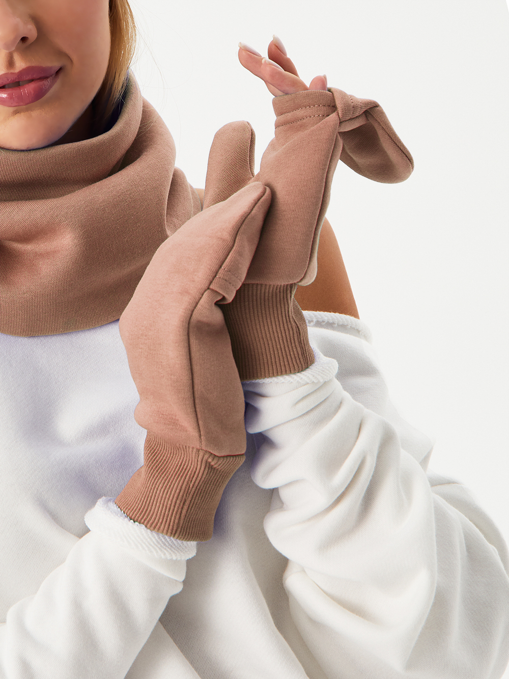 Рукавички-трансформеры из футера с начесом